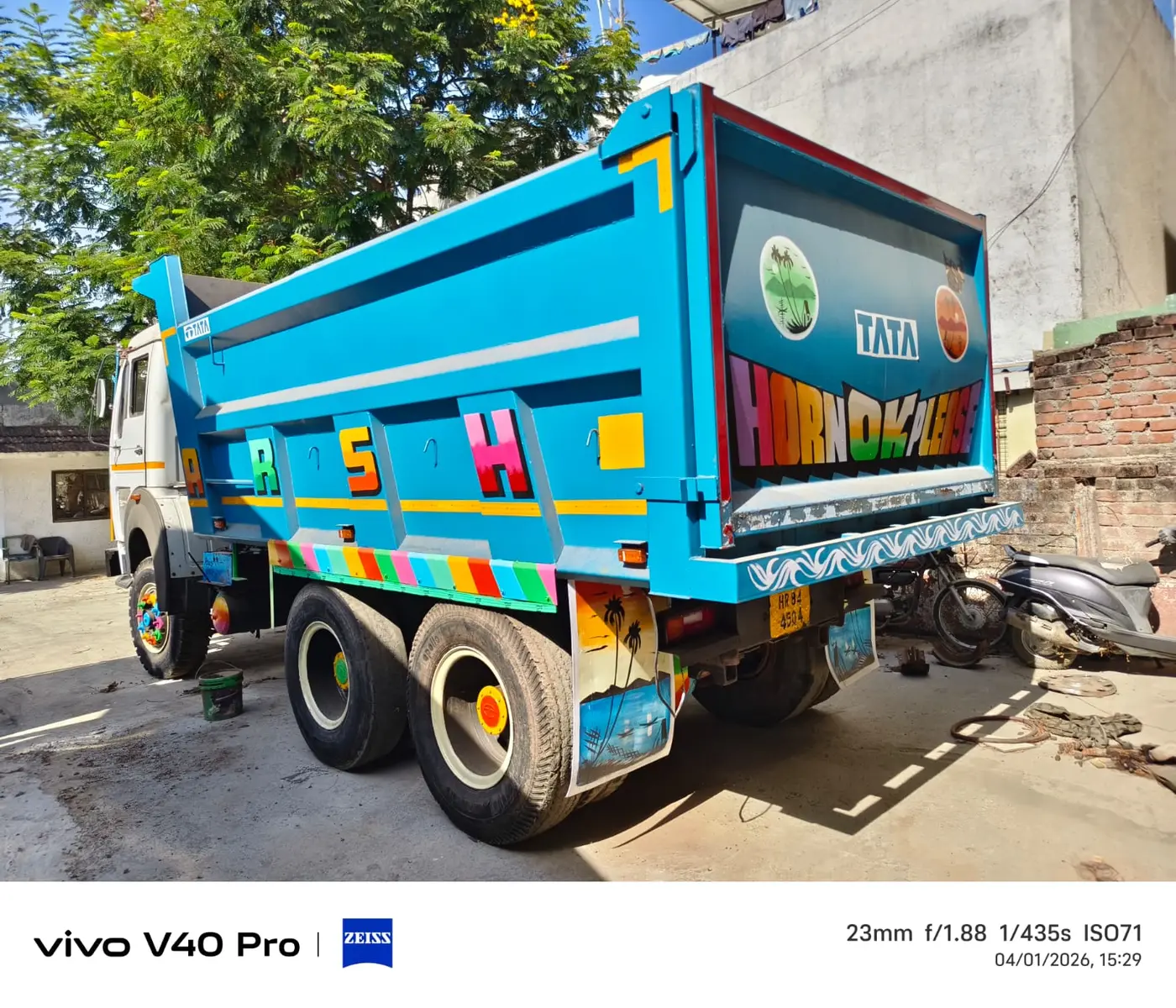 Meera Logistics colourful tipper truck transport service