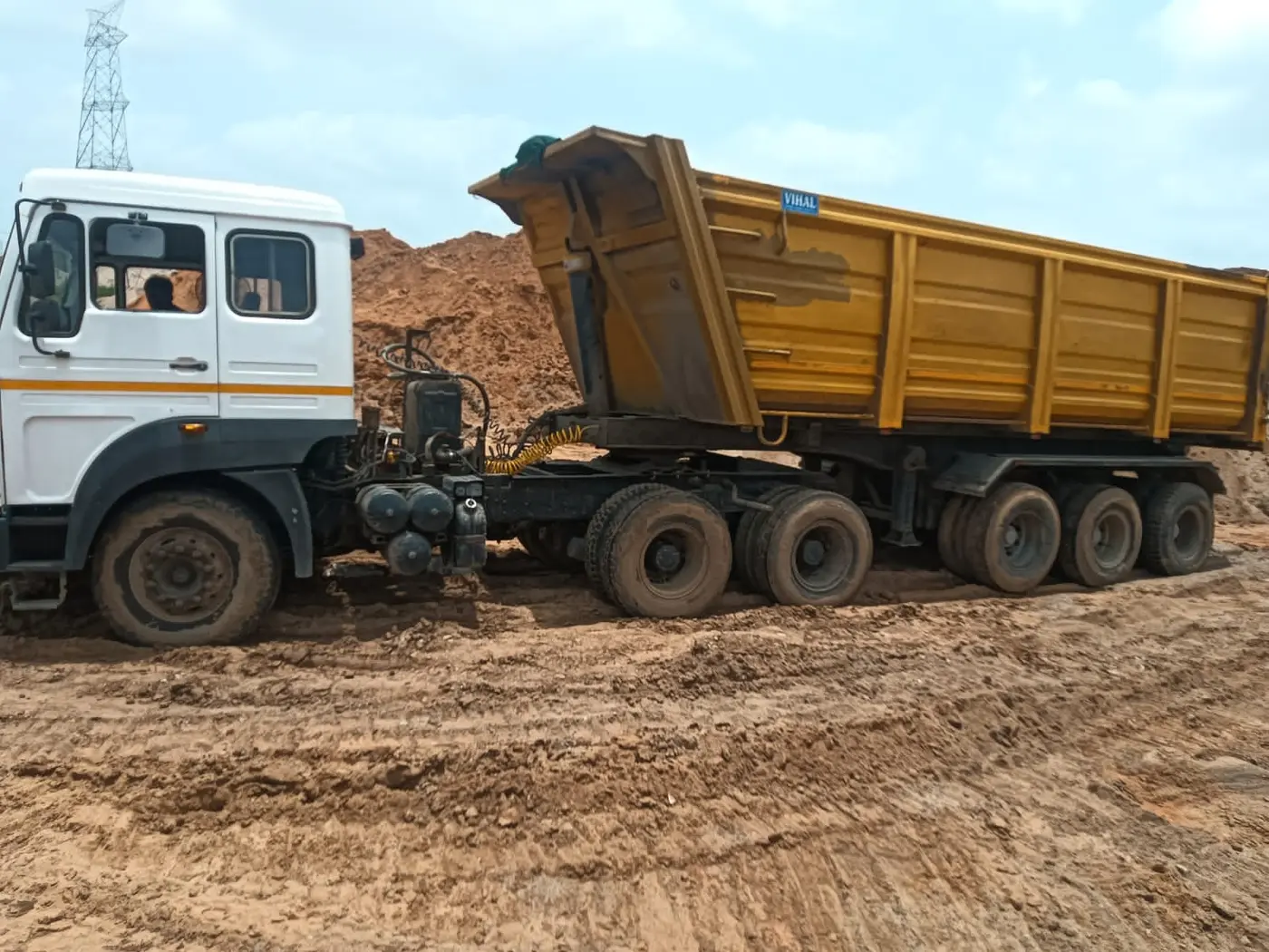 Meera Logistics dumper working at construction site
